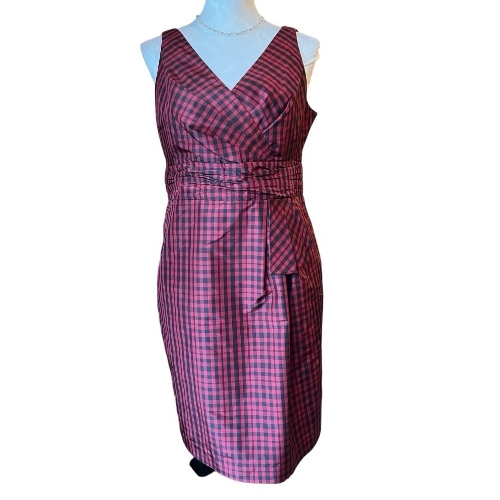 Talbots 100% Silk Plaid Sleeveless Holiday / Cocktail Dress | Size Petite 10